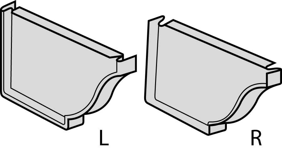 6" K-Style Endcap - Left - Alum. Polar White Enamel
